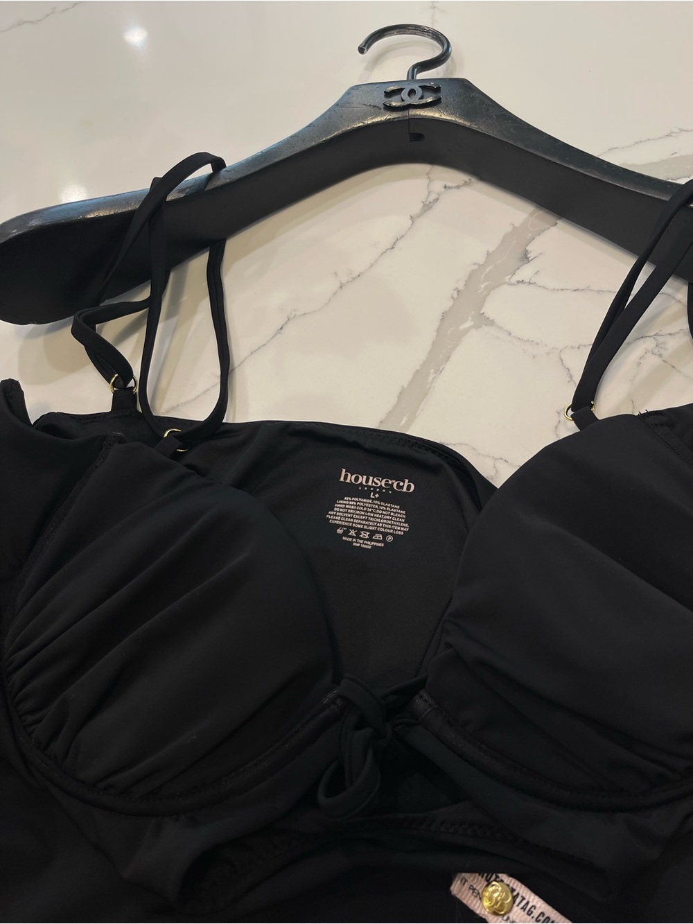NEW House of CB CANNES Black Cutout One-piece Thong Swimsuit Size L+ - Picture 7 of 16
